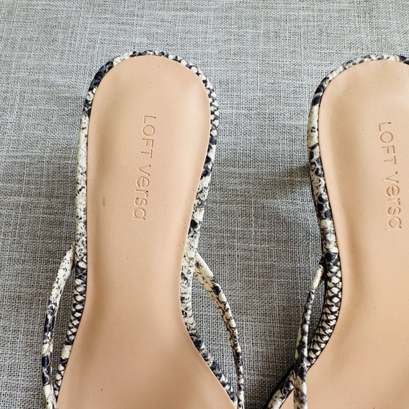 LOFT Snake-Print Thong Kitten Heels - Beige/Black - Picture 5 of 9